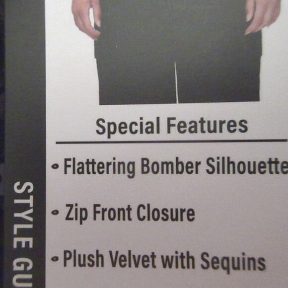 Madden NYC Black Velvet Sequin Bomber Jacket Size M Crop Whimsigoth Baddie Glam - Picture 6 of 12